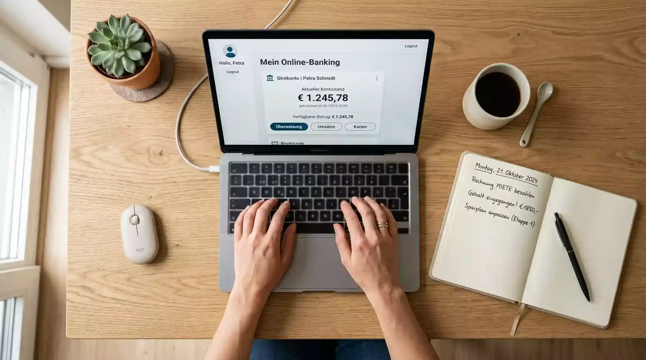 Trustly Einzahlung über Online-Banking auf einem Laptop in Österreich